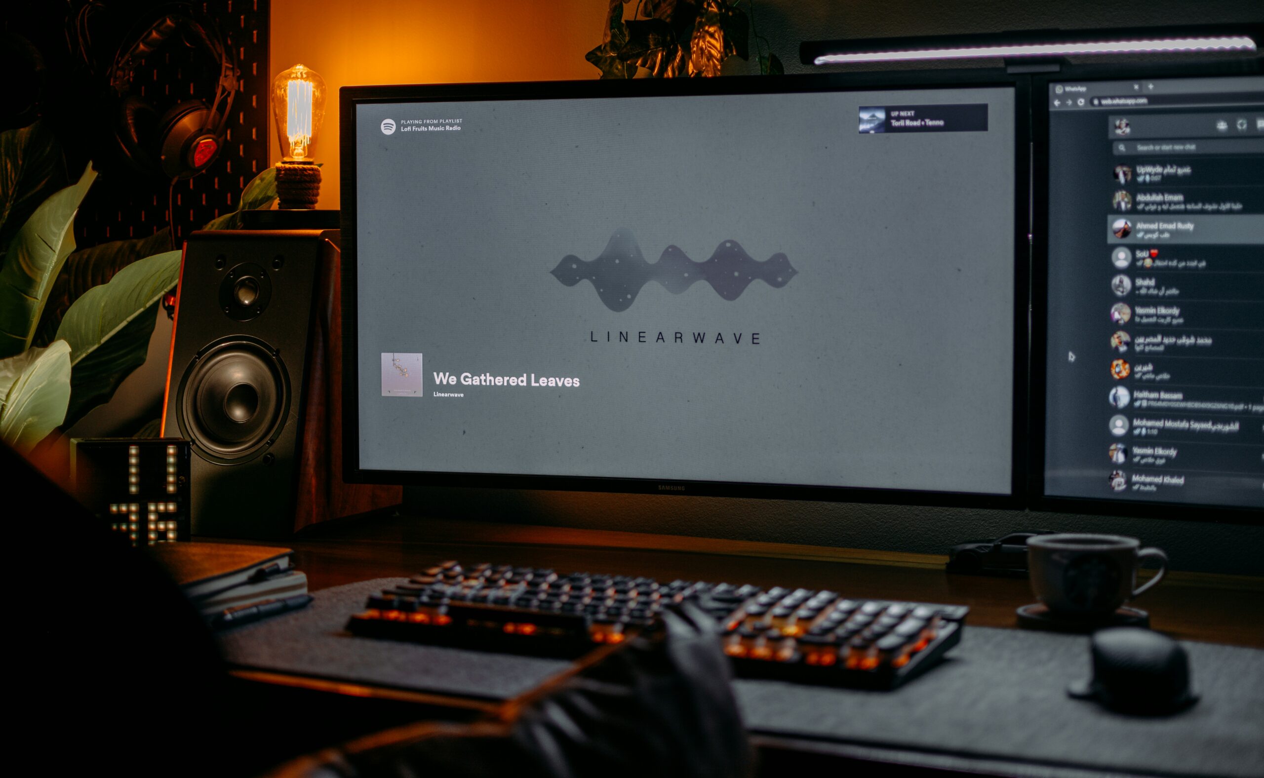 a computer monitor sitting on top of a desk